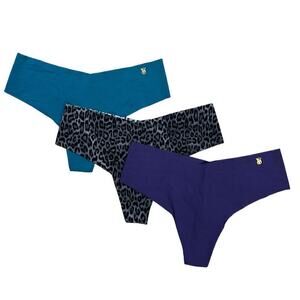 NWT 3 Pack Victoria's Secret No Show Laser Cut Thong Panties Underwear Medium